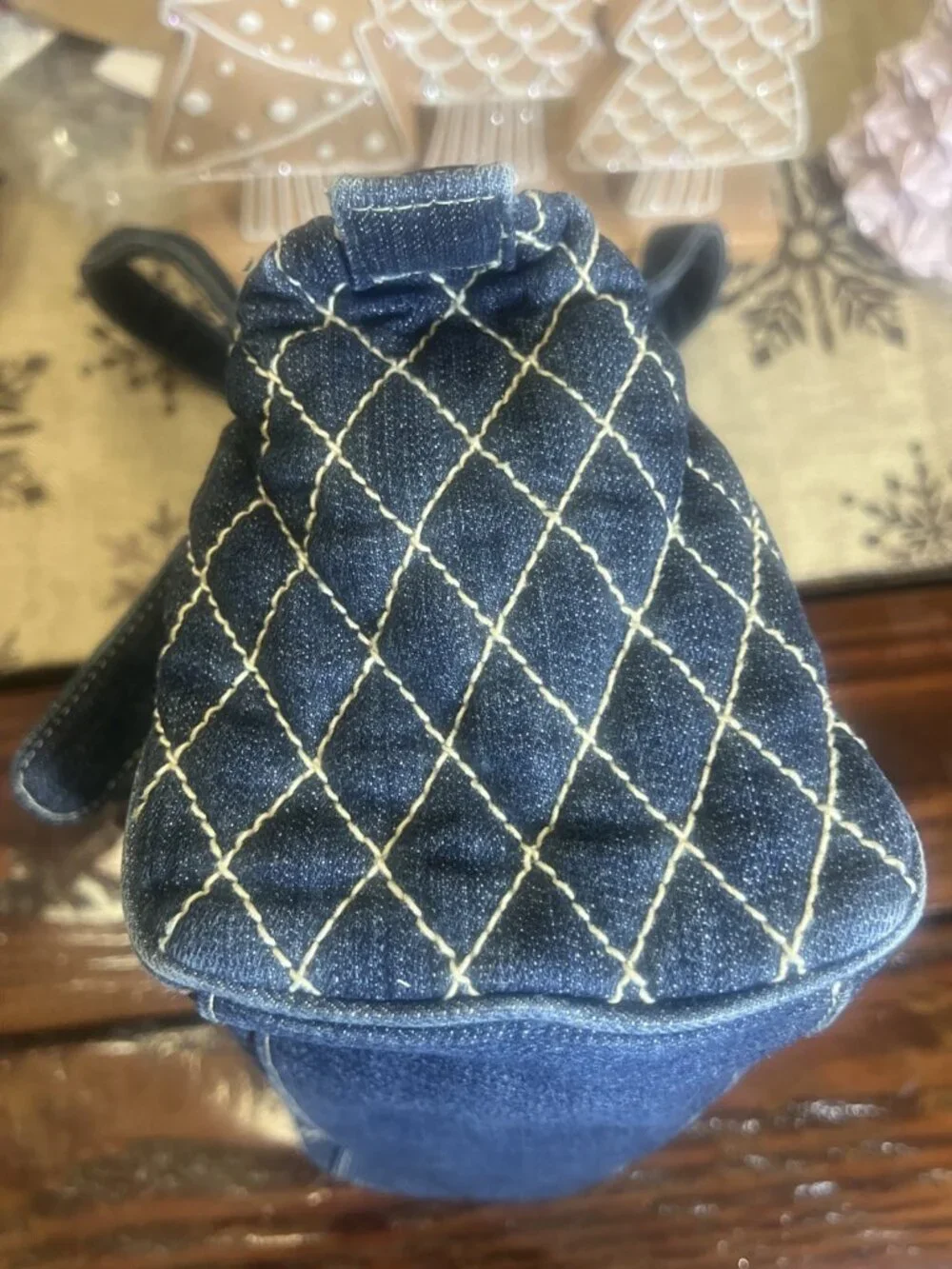 VERA BRADLEY Denim Quilted Stitch Shoulder DOUBLE HANDLE Bag Satchel Retro